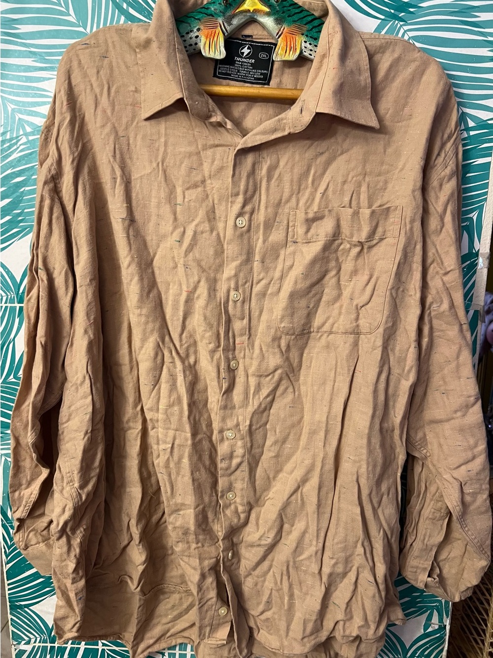 Thunder 2XL Cotton Button-Up Shirt in Dusty Rose